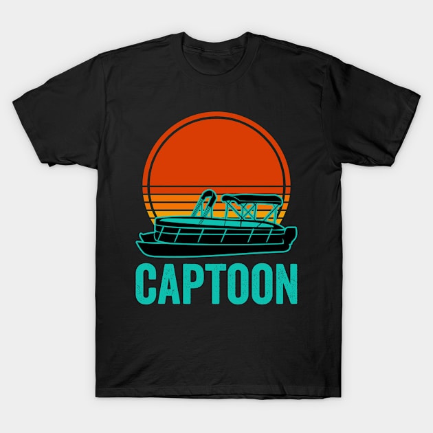 Pontoon Captain Funny Captoon Boat Lover T-Shirt by Visual Vibes